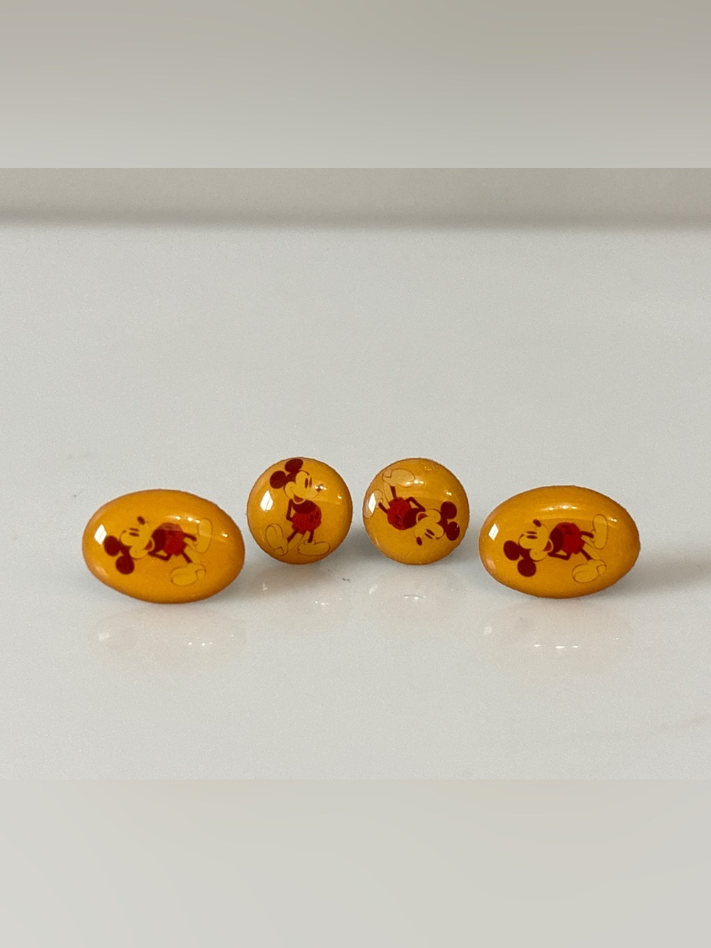 Vintage Mickey Mouse Stud Earrings Lot of 2 Pairs Oval & Round Disney Style